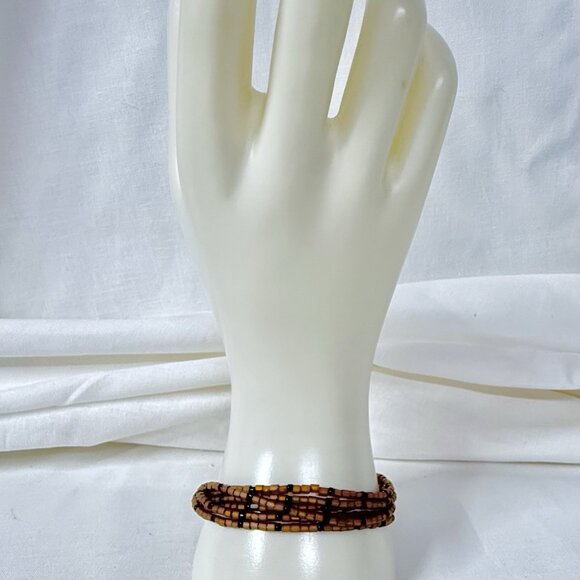 REIMAGINED Multi-Strand Glass Bead Bracelet with Gold-Tone Clasp - Picture 2 of 7